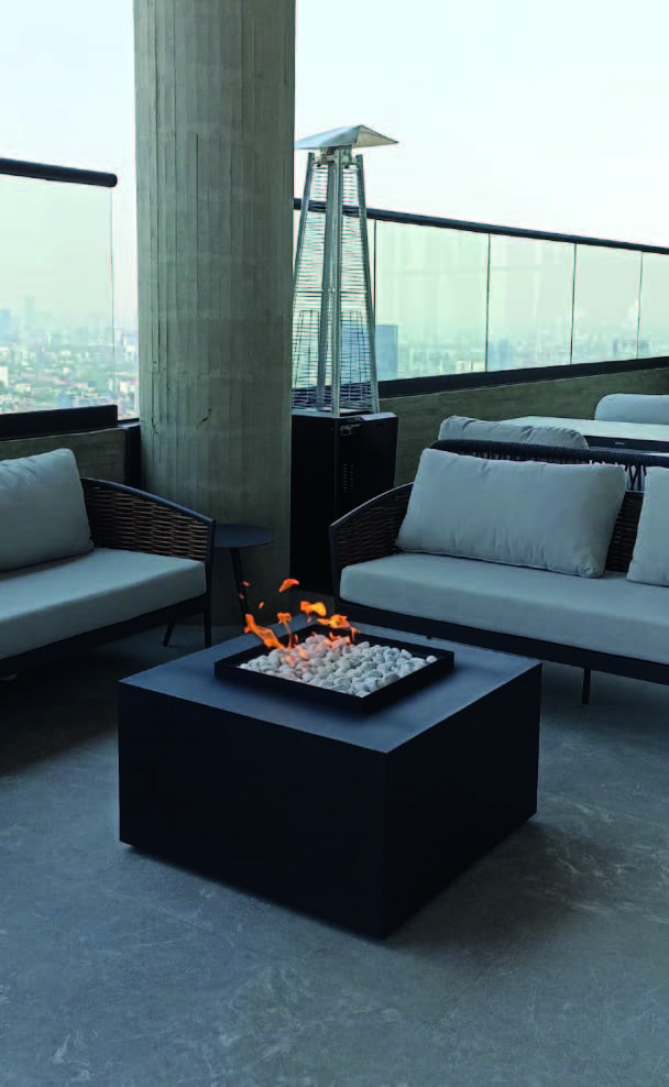 SQUARE SHORT FIRETABLE CHIMENEA MANUAL DE ACERO - HF