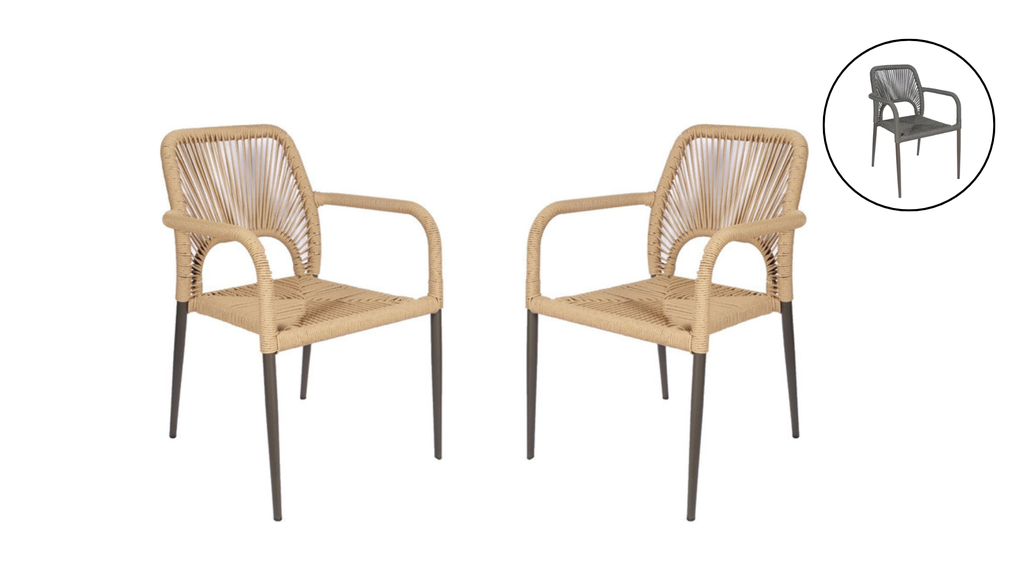 ALOHA SET 2 SILLAS PARA EXTERIOR APILABLES taupe - M25 *disponibles solo piezas en tienda