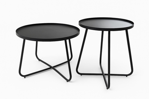 [caboneg] SAMOA NEGRO SET 2 MESAS DE CENTRO PARA EXTERIOR - M25