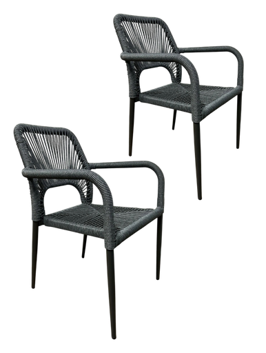 ALOHA SET 2 SILLAS PARA EXTERIOR APILABLES gris - M25 sets disponibles en tienda